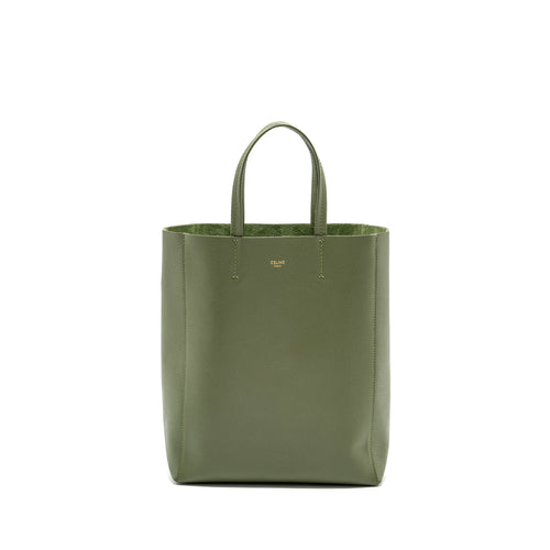 Celine vertical cabas tote bag grained calfskin green