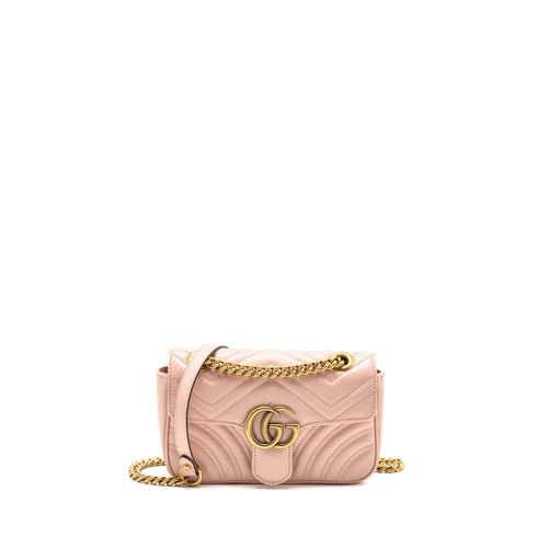 Gucci Small GG Marmont Shoulder Bag Calfskin Pink GHW