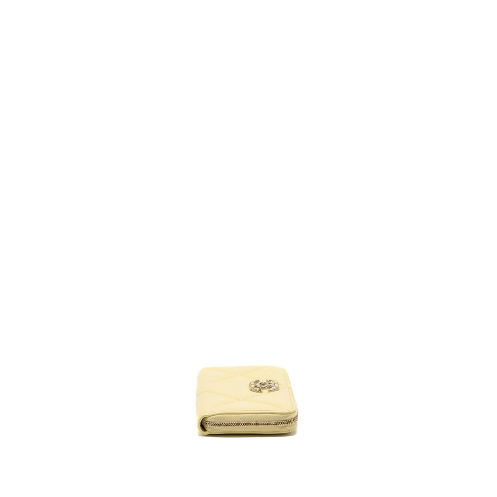 Chanel 19 long wallet lambskin yellow SHW (microchip)