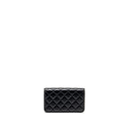 Chanel Pearl Crush Mini Wallet On Chain Lambskin Black GHW (microchip)