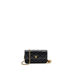 Chanel Pearl Crush Mini Wallet On Chain Lambskin Black GHW (microchip)