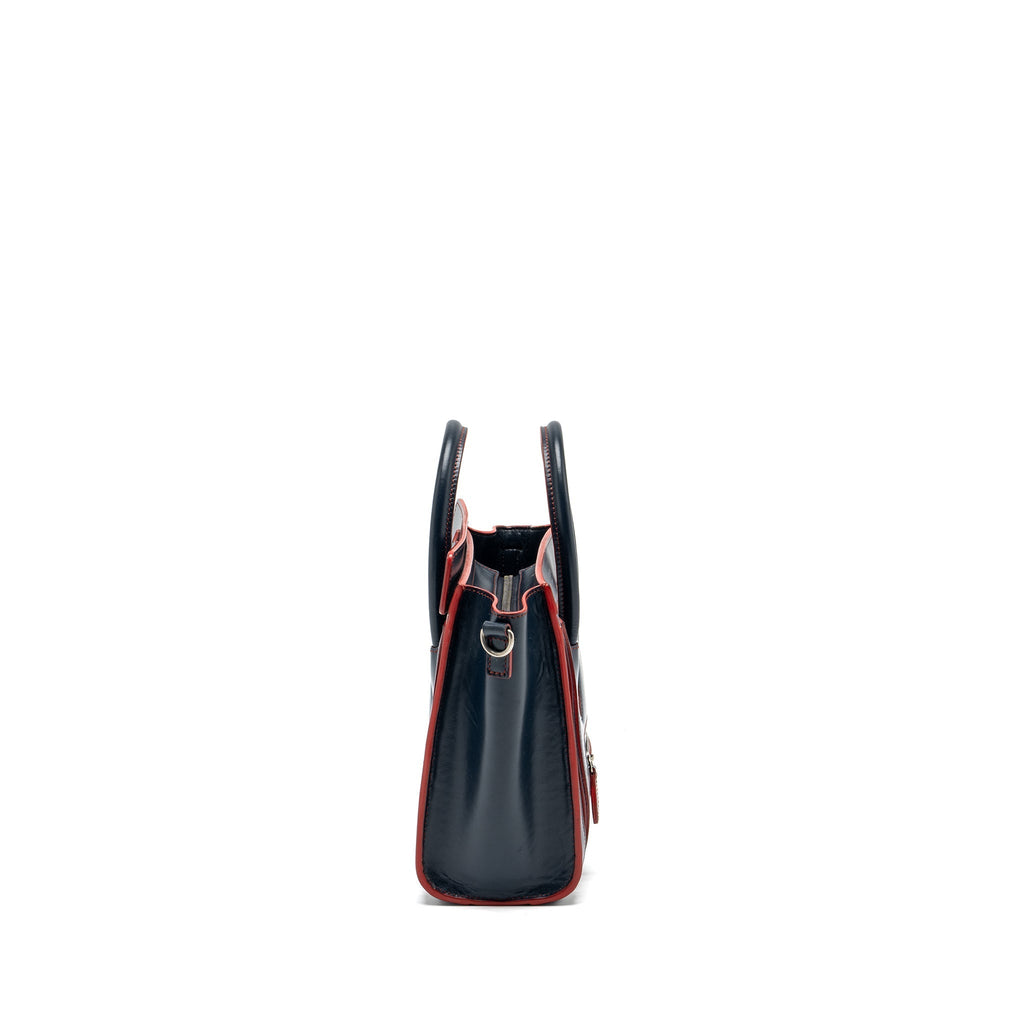 Celine Nano Luggage bag calfskin navy / red