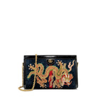 Gucci Ophidia Chain Bag Dragon Embroidered Suede Blue/Black/Multicolour GHW