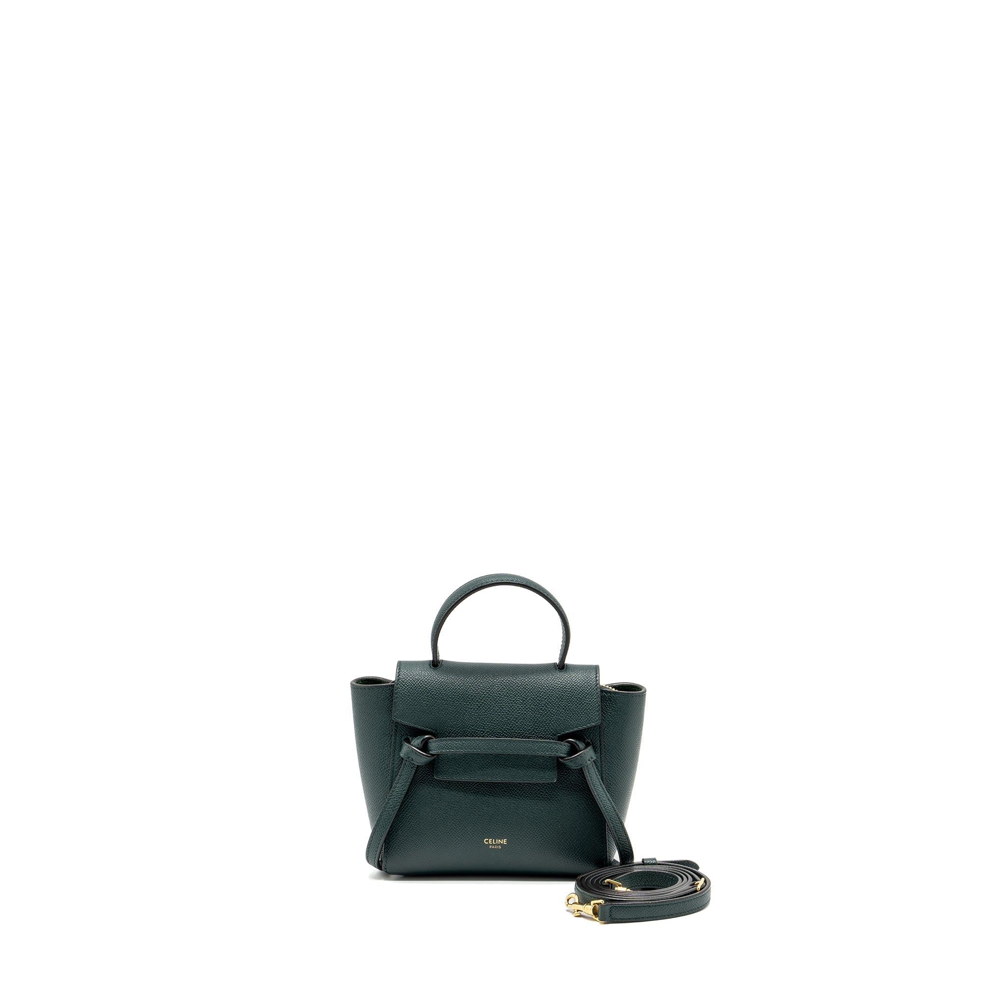 Celine Pico Belt Bag Grained Calfskin Dark Green