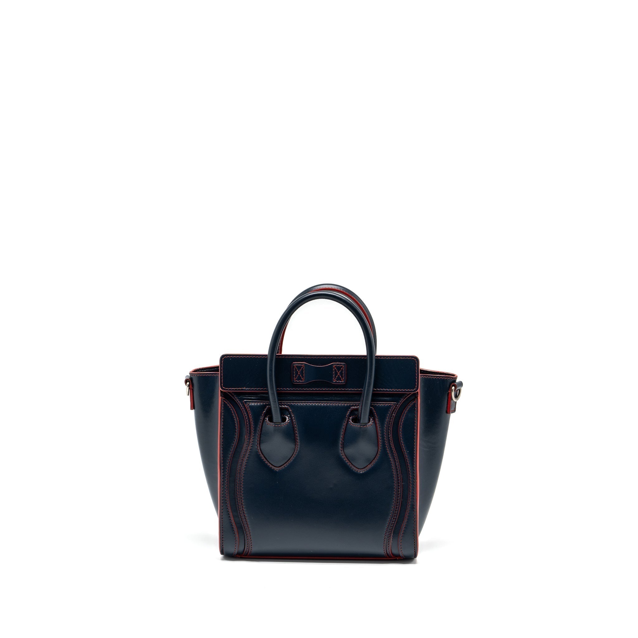 Celine Nano Luggage bag calfskin navy / red