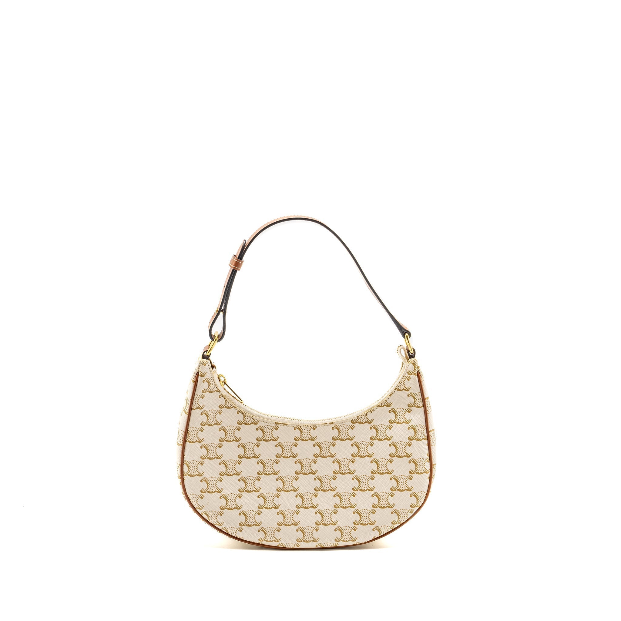 Celine Meduim Ava Bag Triomphe Canvas/Calfskin White/Brown