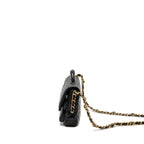 Chanel Double pocket top handle messanger bag shiny calfskin black GHW (microchip)