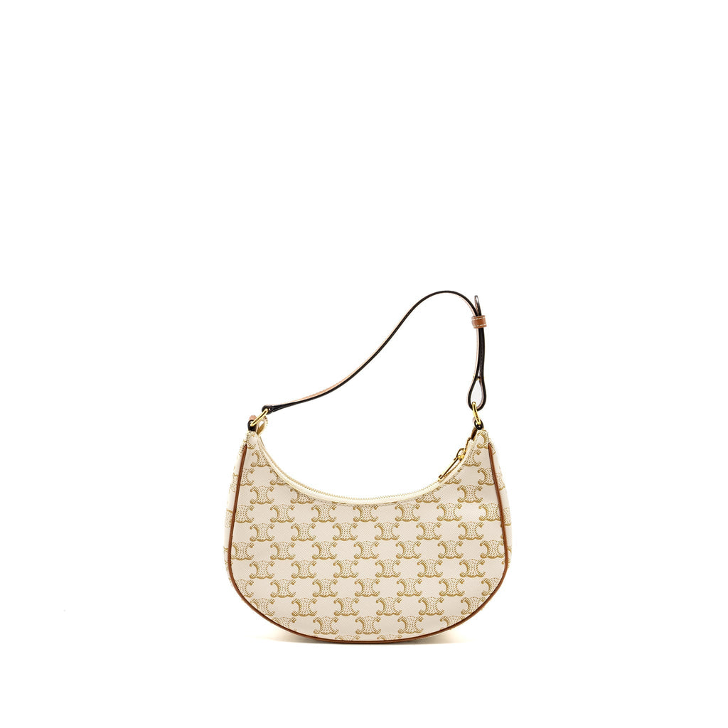 Celine Meduim Ava Bag Triomphe Canvas/Calfskin White/Brown