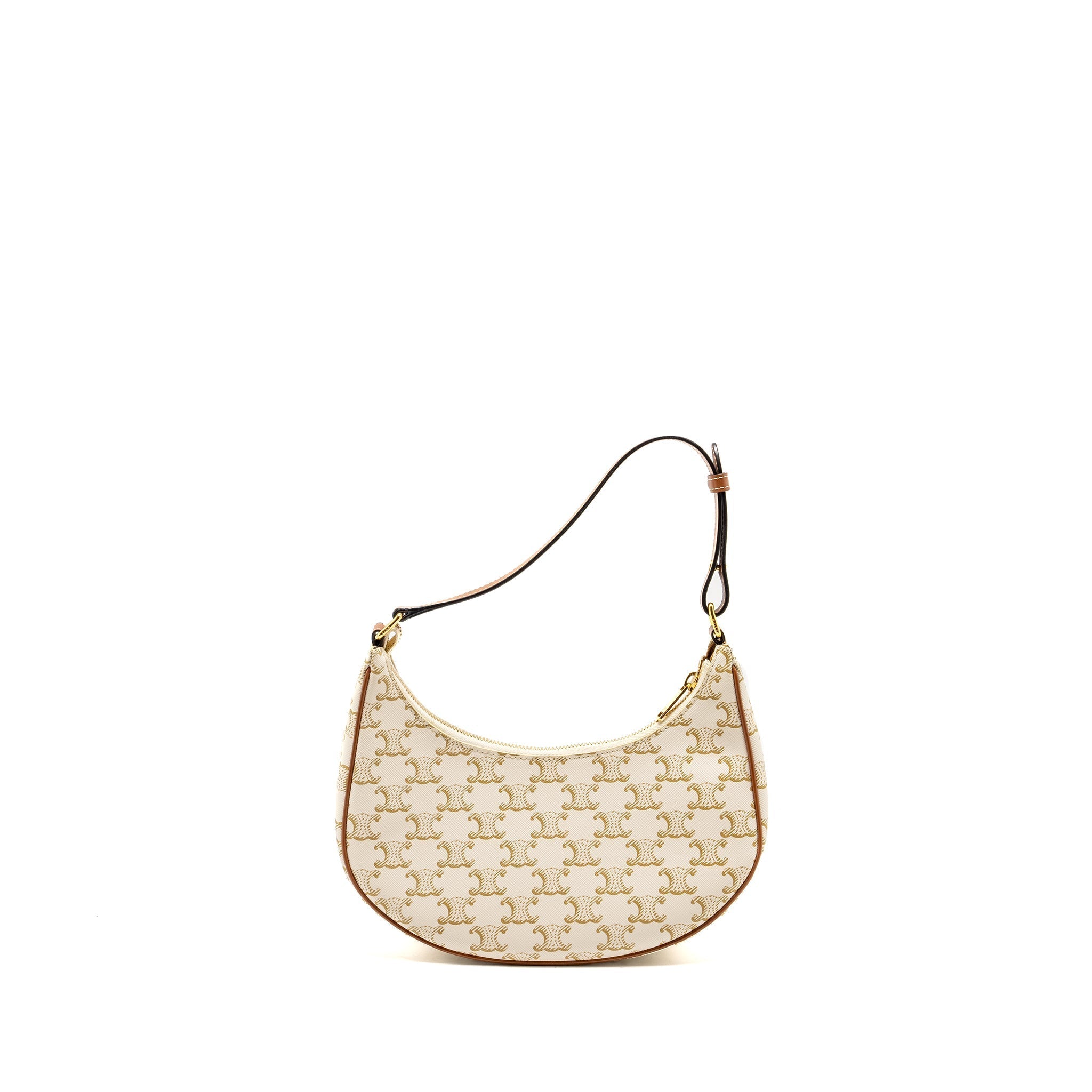 Celine Meduim Ava Bag Triomphe Canvas/Calfskin White/Brown
