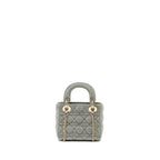 Dior Mini Lady Dior Velvet Light Grey LGHW