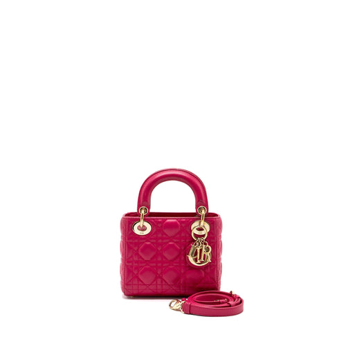 Dior mini lady dior lambskin pink GHW