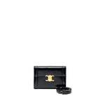 Celine triomphe flap wallet with strap calfskin black