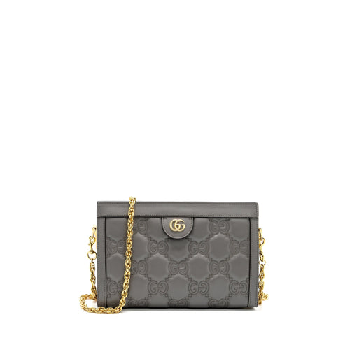 Gucci chain crossbody bag calfskin grey LGHW