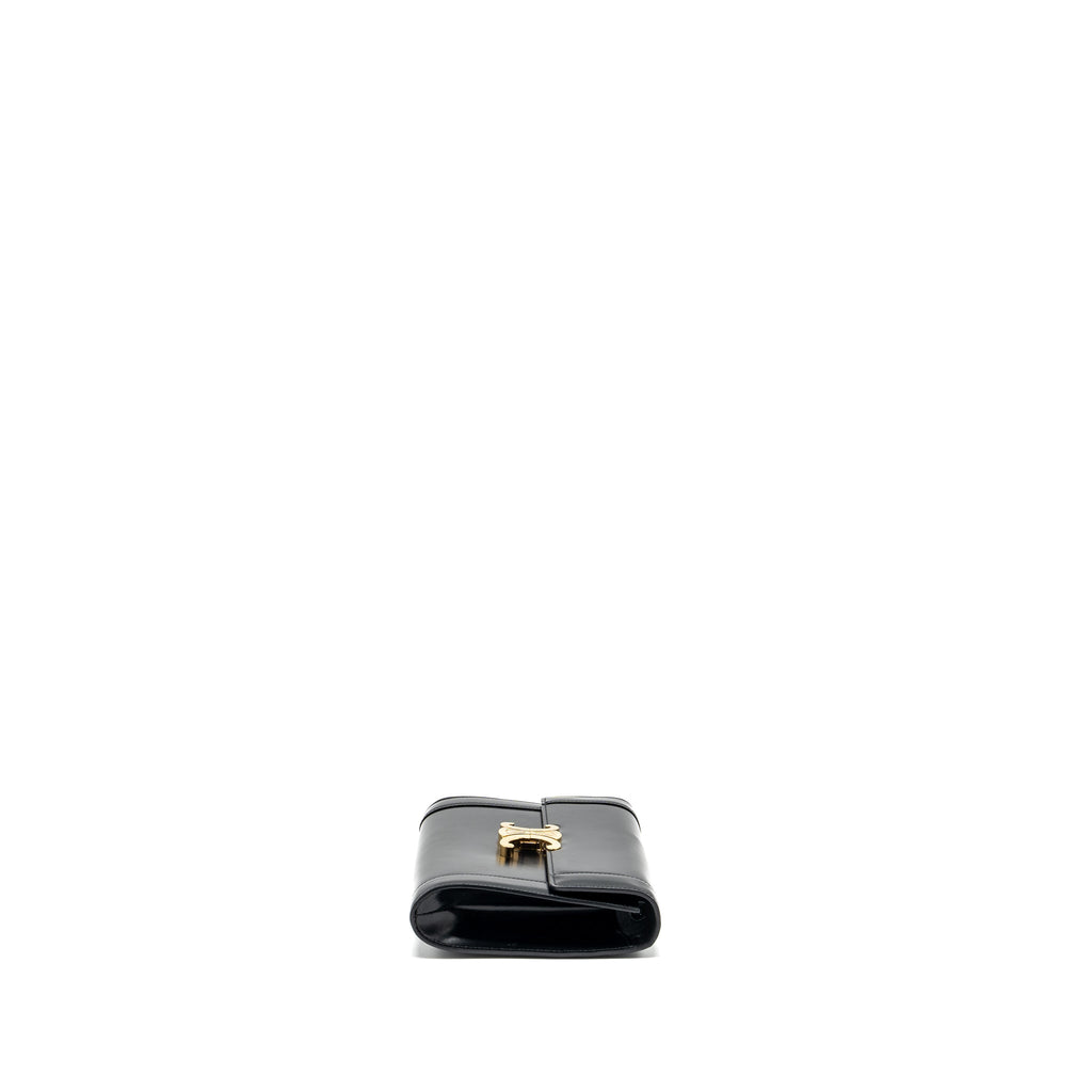 Celine triomphe flap wallet with strap calfskin black
