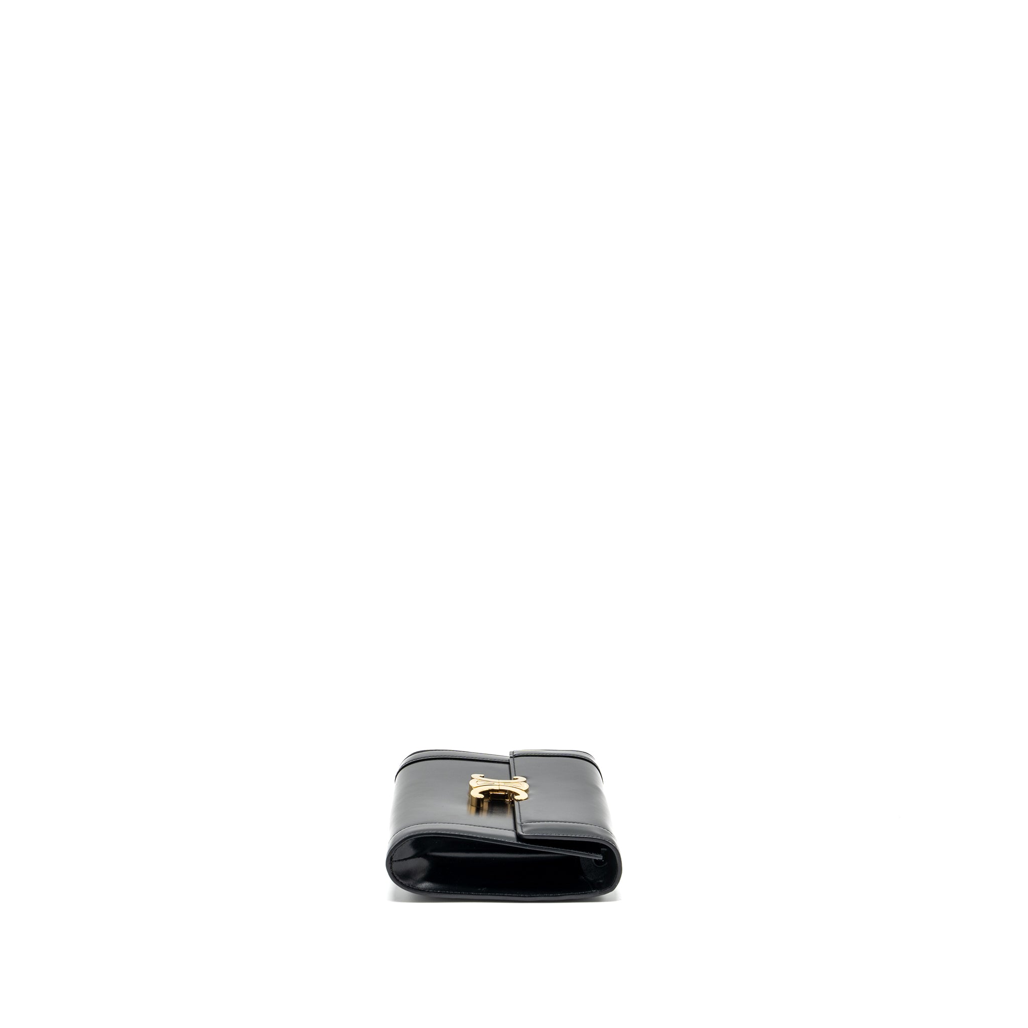 Celine triomphe flap wallet with strap calfskin black