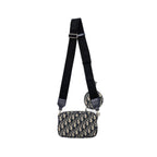 Dior 3 in 1 mini zipper pouch with strap blue jacquard SHW