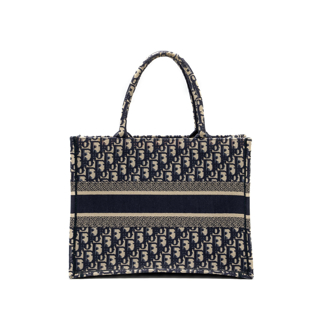 Dior medium book tote blue oblique emboidery