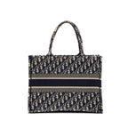 Dior medium book tote blue oblique emboidery