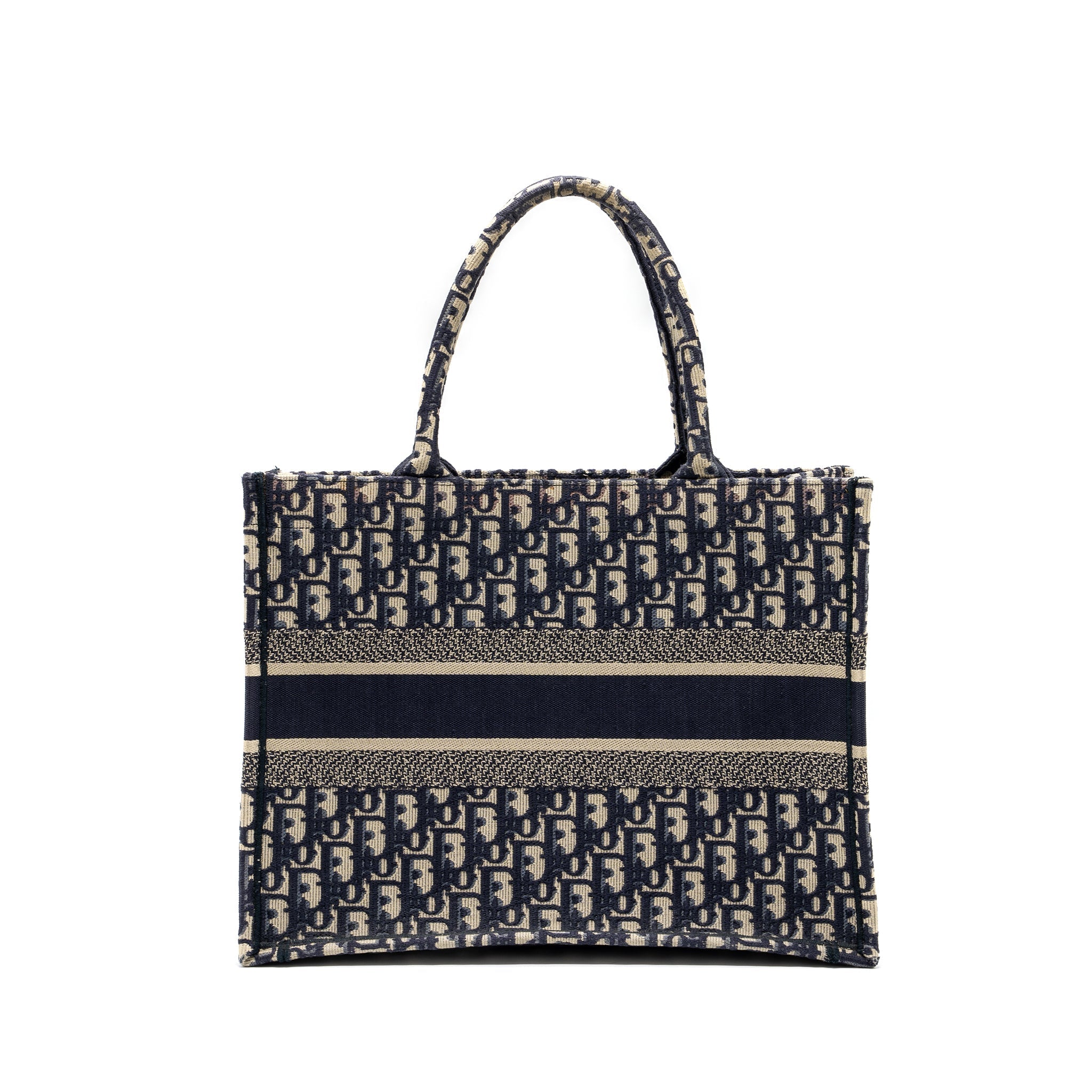 Dior medium book tote blue oblique emboidery