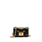Gucci padlock chain bag bee print calfskin black GHW