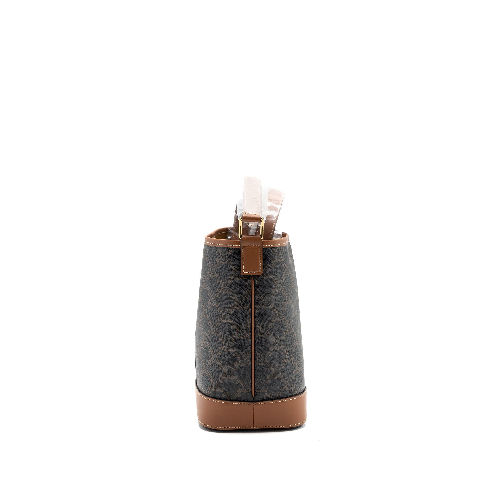 Celine small bucket IN TRIOMPHE CANVAS AND CALFSKIN TAN