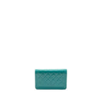 Chanel Boy Wallet on Chain Patent Green SHW