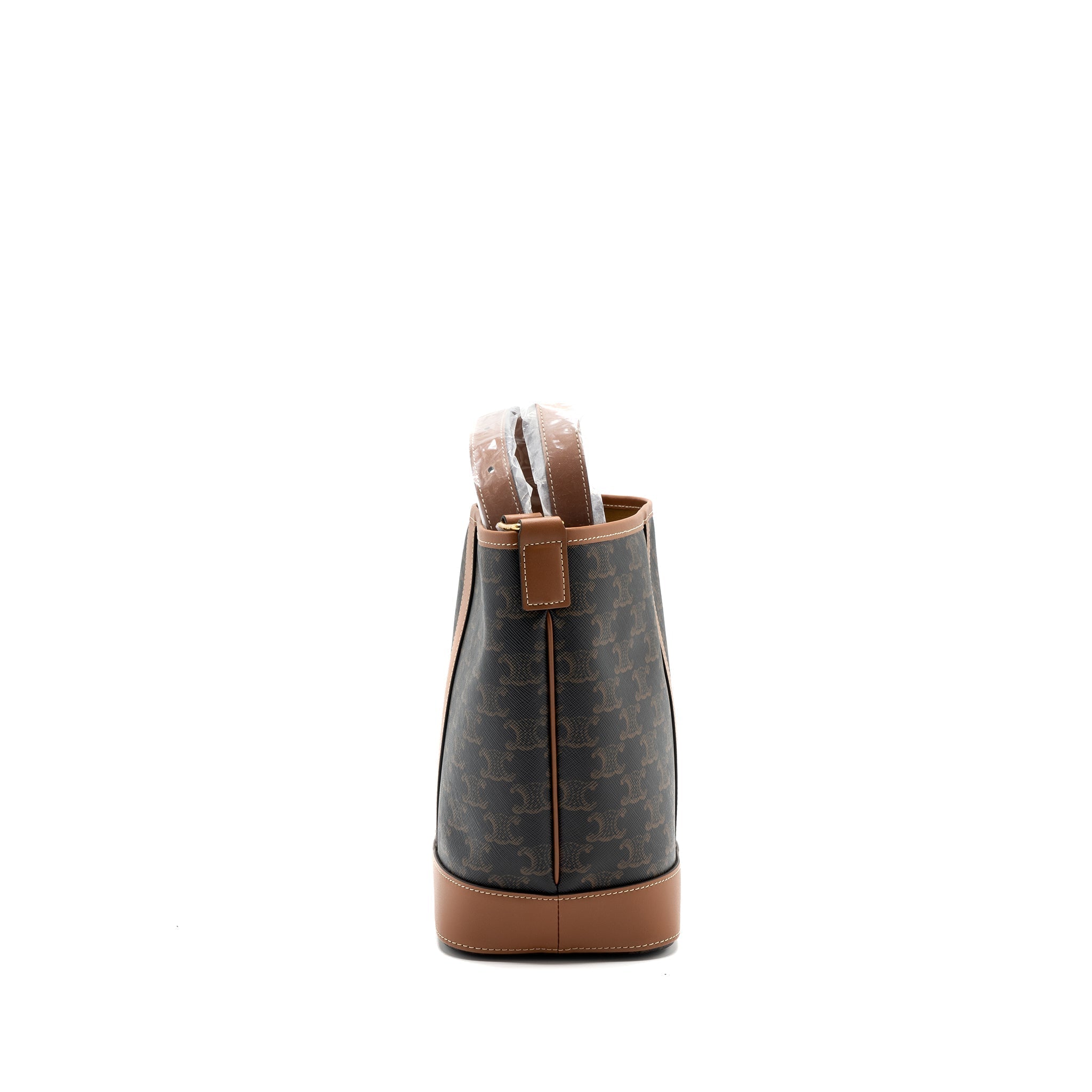 Celine small bucket IN TRIOMPHE CANVAS AND CALFSKIN TAN