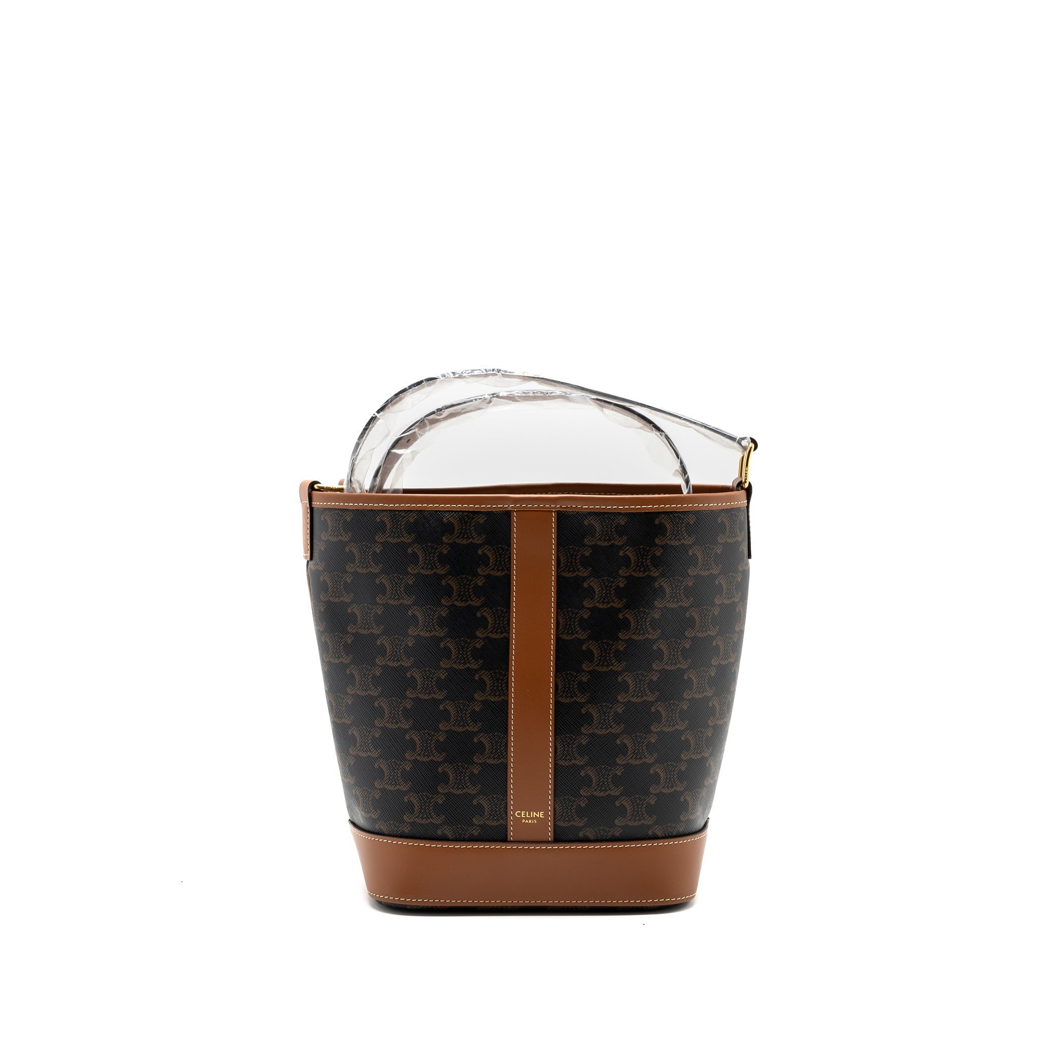 Celine small bucket IN TRIOMPHE CANVAS AND CALFSKIN TAN