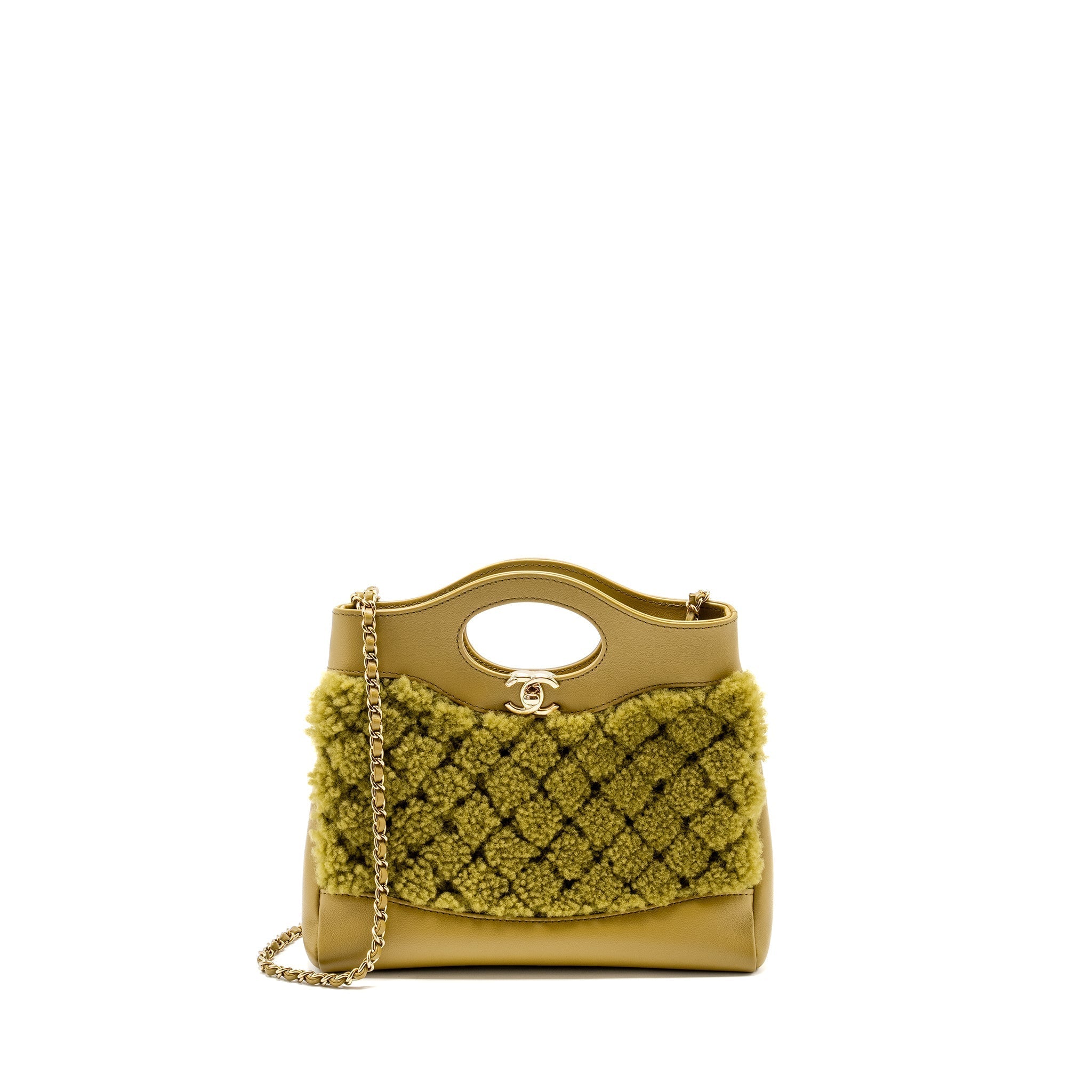 Chanel Mini 31 Bag Calfskin/Fur Olive Green LGHW(Microchip)