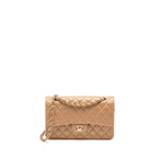 Chanel Medium Classic Double Flap Bag Caviar Dark Beige LGHW