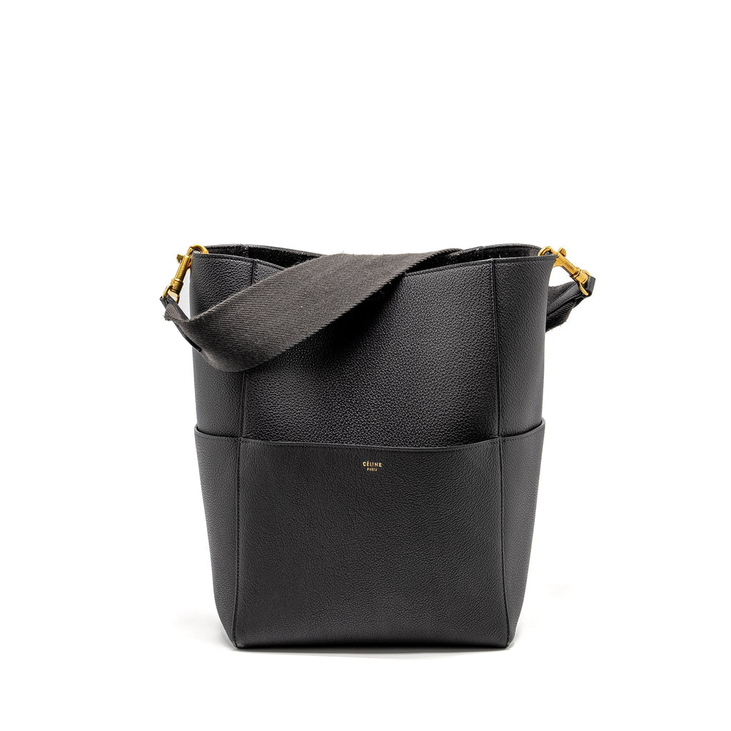 Celine Sangle Bucket Bag Calfskin Dark Grey