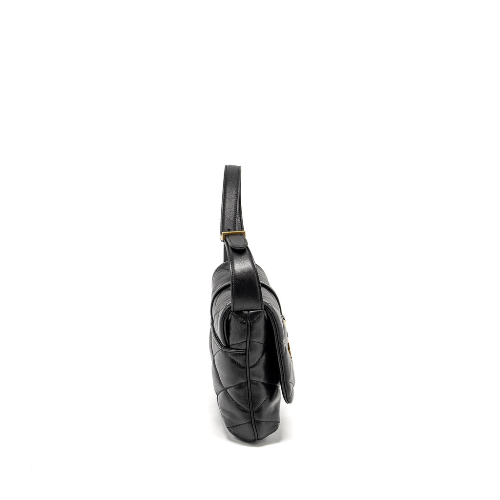 Saint Laurent/YSL LE 57 Quilted Hobo Shoulder Bag Lambskin Black Multicolour Hardware
