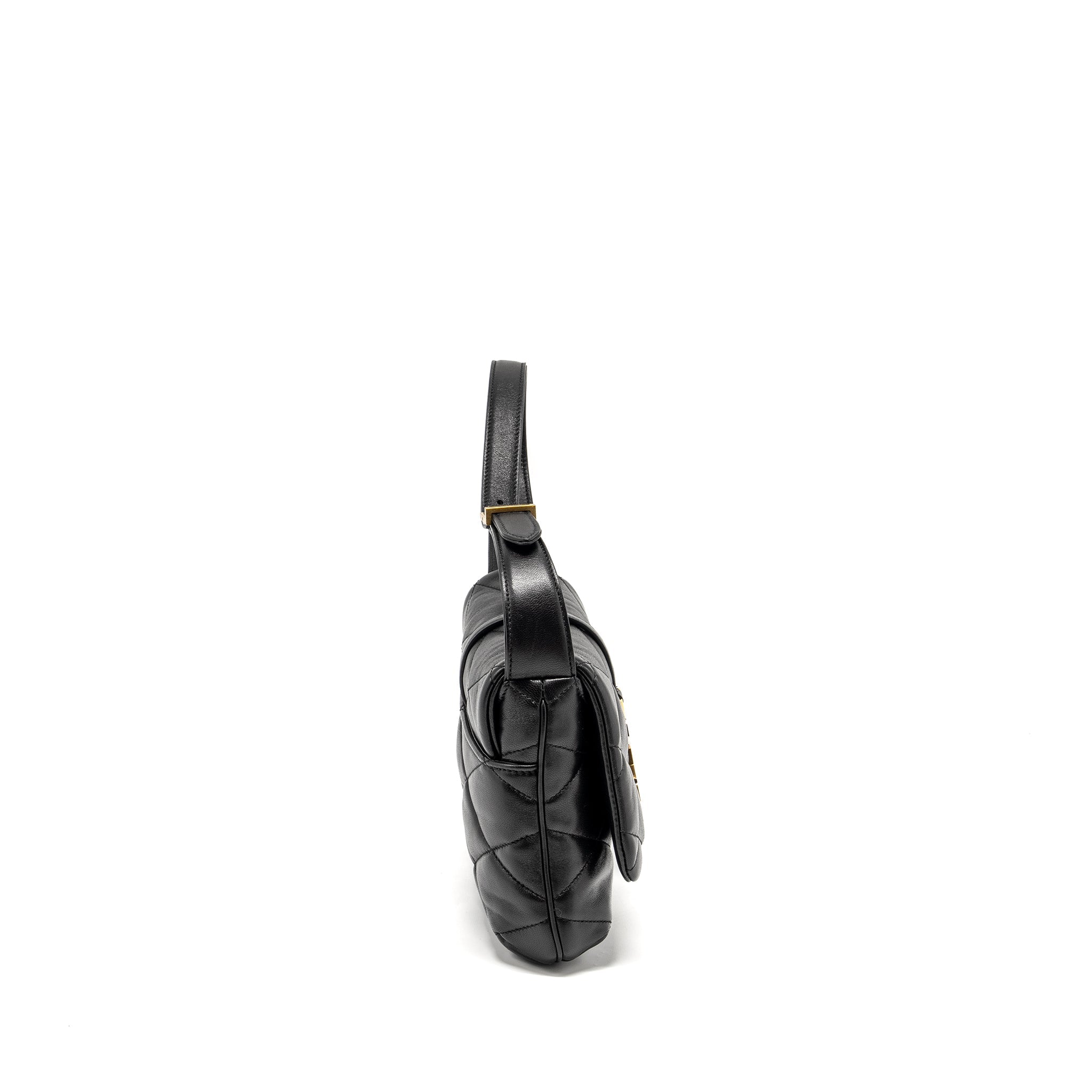 Saint Laurent/YSL LE 57 Quilted Hobo Shoulder Bag Lambskin Black Multicolour Hardware