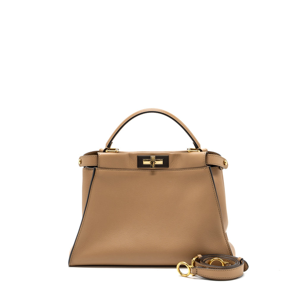 Fendi medium peekaboo calfskin tobacco multicolor hardware