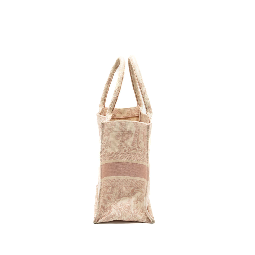 Dior medium book tote pink toile de jouy embroidery