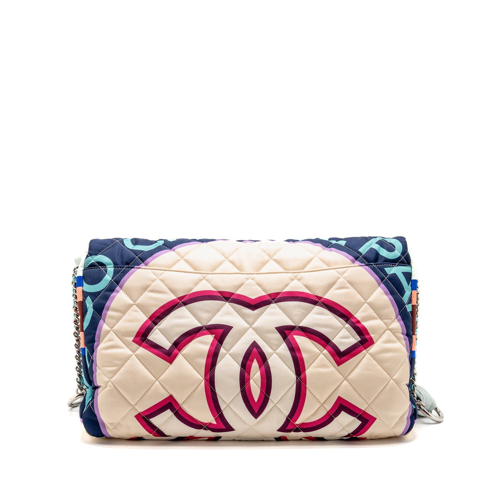 Chanel Large quilted Single Flap Bag Fabric Multicolour SHW