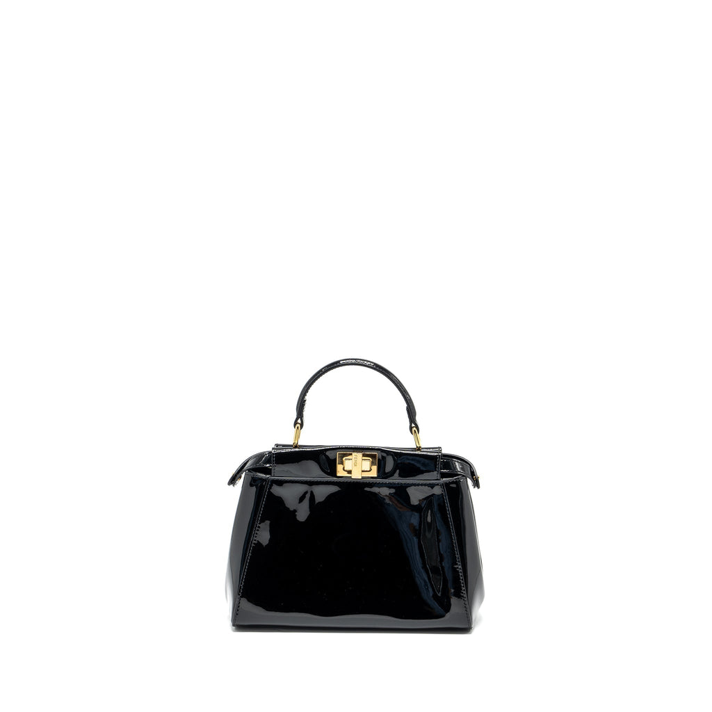 FENDI MINI PEEKABOO PATENT BLACK GHW