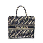 Dior Large Book tote blue oblique EMBROIDERY