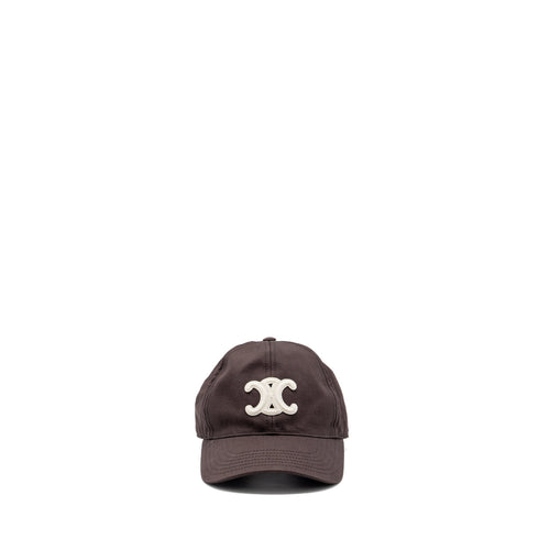 Celine Size S Triomphe Baseball Cap Cotton Cacao