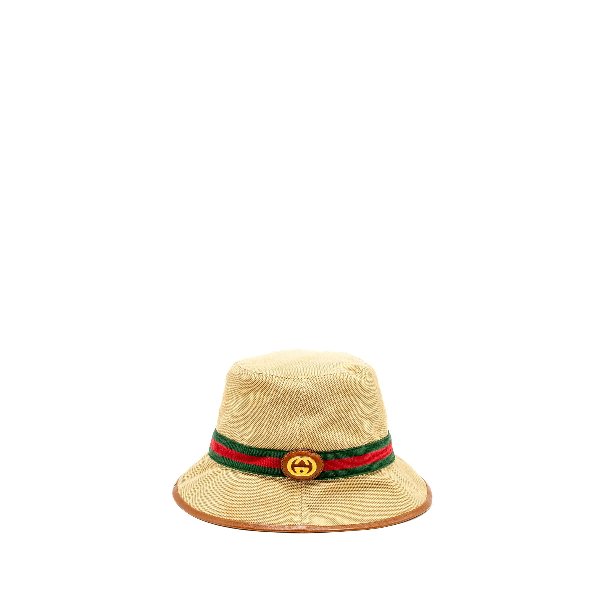 Gucci Size M Bucket Hat Canvas Brown GHW
