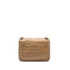 Saint Laurent Medium Niki Bag Crinkled Calfskin Dark Beige Ruthenium Hardware