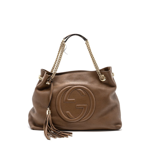 Gucci disco tote bag calfskin brown LGHW