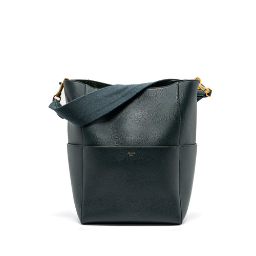 Celine Sangle bucket bag calfskin dark green