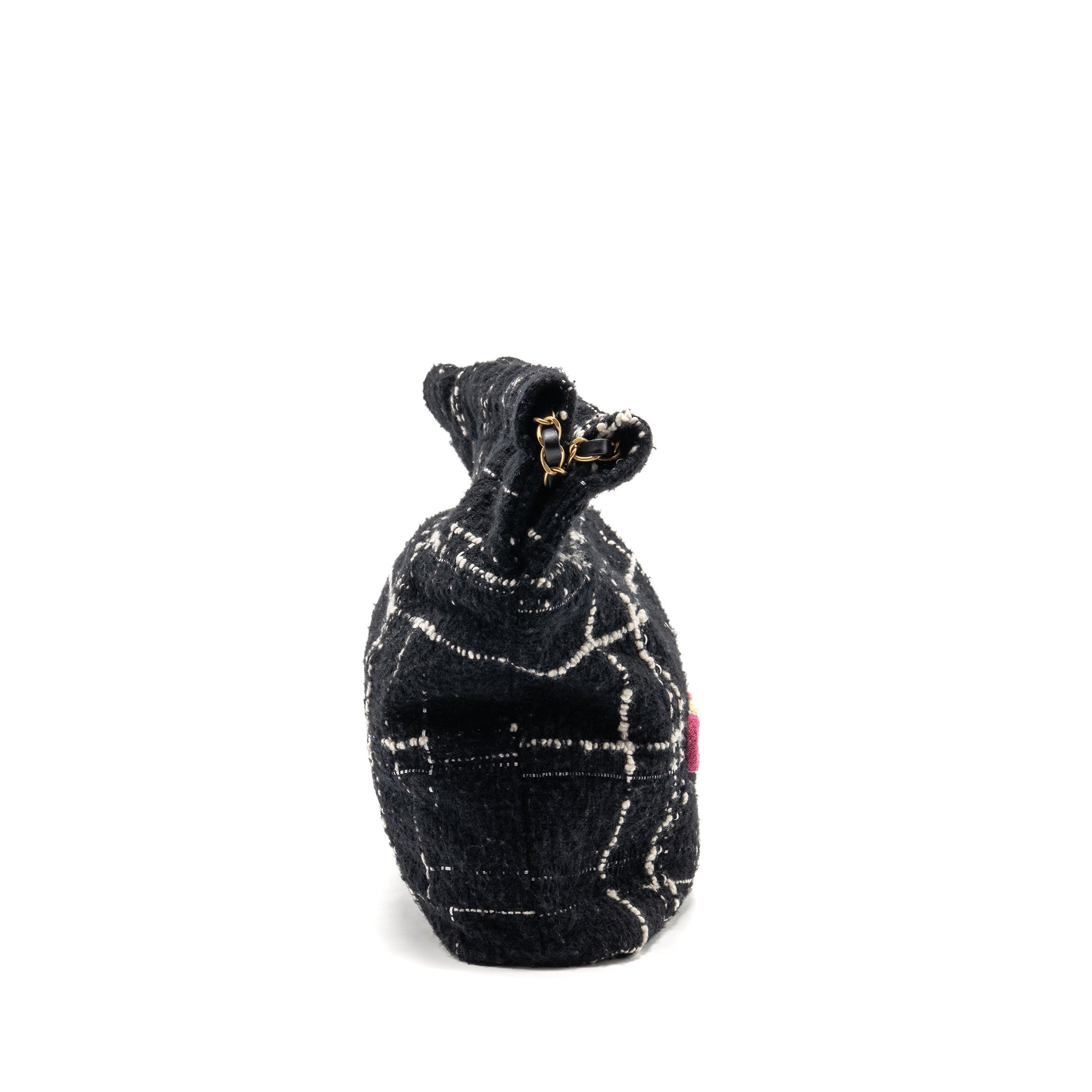 Chanel Medium 22 Bag Quilted Tweed Black / Multicolour GHW (Microchip)