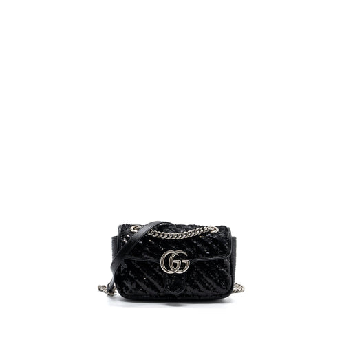 Gucci Mini GG Marmont Matelasse Bag Sequin Black SHW