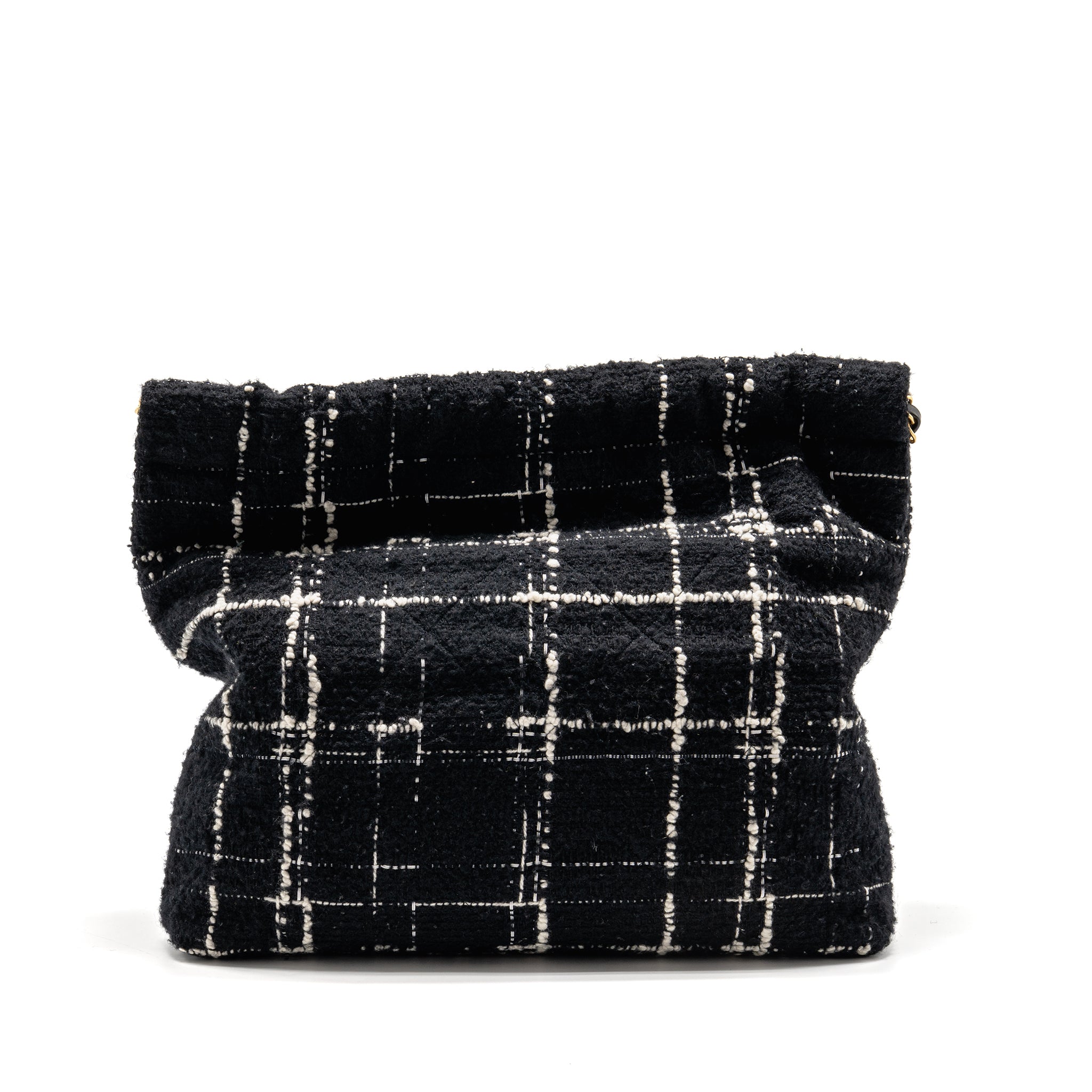 Chanel Medium 22 Bag Quilted Tweed Black / Multicolour GHW (Microchip)