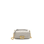 Fendi Medium Baguette Bag FF Embossed Nappa Grey GHW