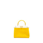 Fendi Mini Peekaboo Ostrich/Crystal Yellow/White GHW