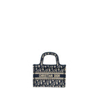 DIOR MINI BOOK TOTE BLUE OBLIQUE EMBROIDERY
