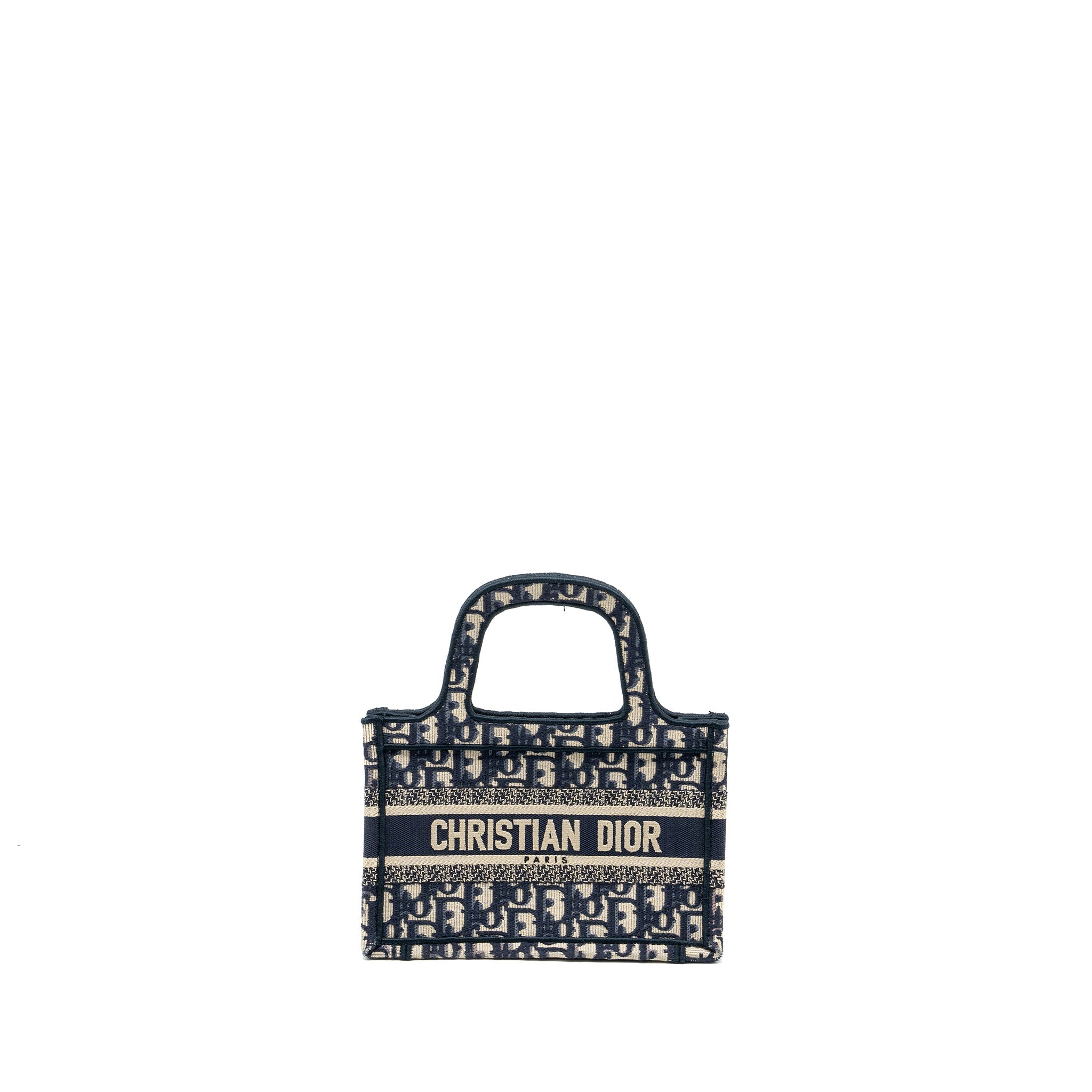 DIOR MINI BOOK TOTE BLUE OBLIQUE EMBROIDERY